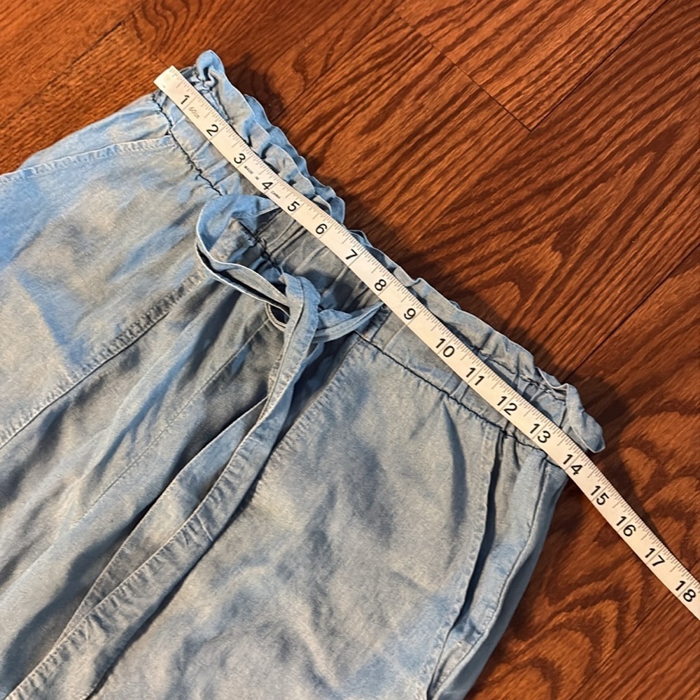 Denim Blue Drawstring organic RAYON jogger Pants pull on elastic waist belt Med - Picture 10 of 14